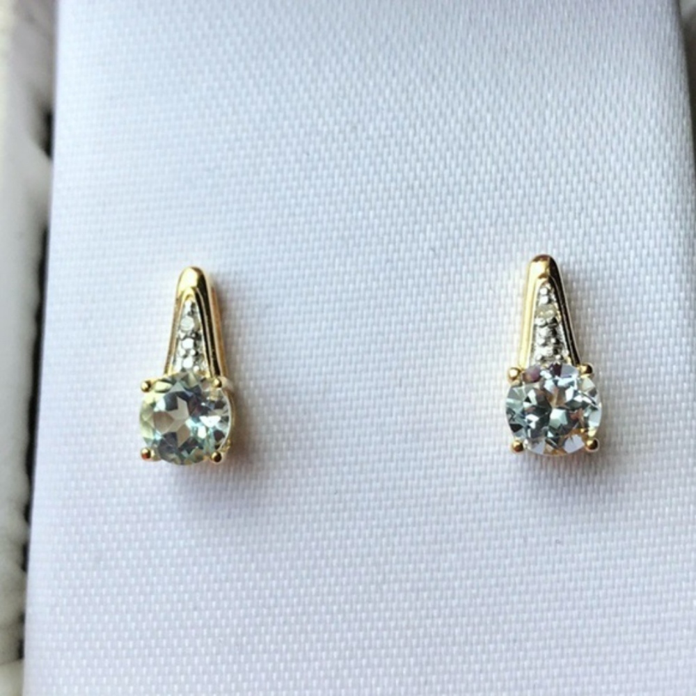 Genuine Sky Blue Topaz Diamond Accent Earrings
